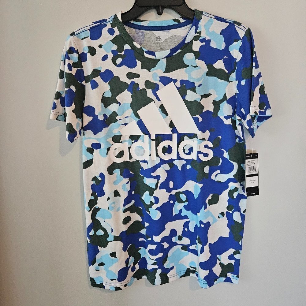 ADIDAS, Boys XL, NWT, Blue/Forest Green Camo